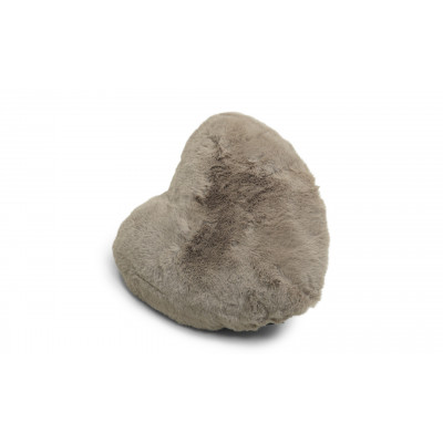 Läs mer om Fluffy heart taupe - kudde i konstmaterial