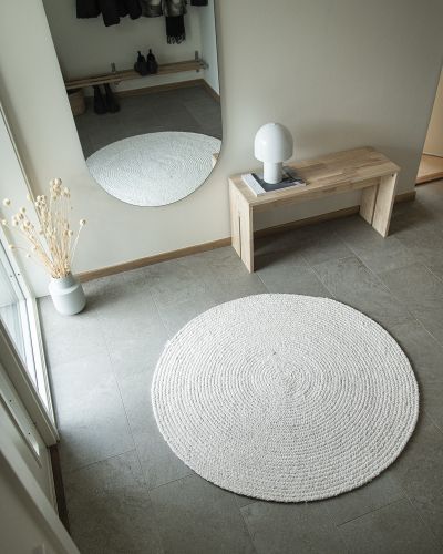 Smickra rund vit - trasmatta