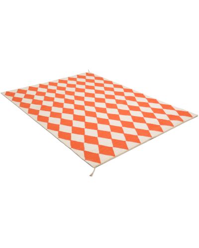 Harlequin orange - handvävd ullmatta