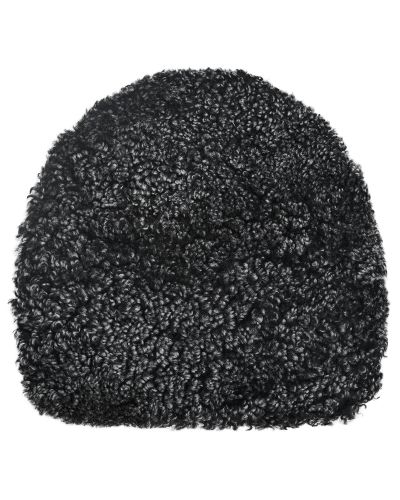 Curly forma mörkgrå - rundad stolsdyna i lockigt fårskinn