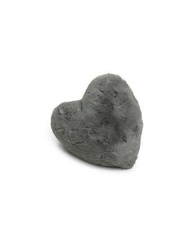 Fluffy heart grå - kudde i fuskpäls