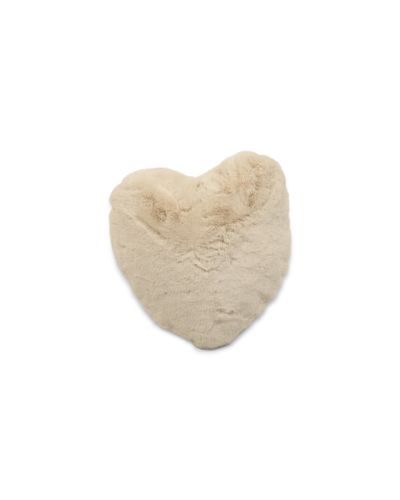 Fluffy heart beige - kudde i fuskpäls