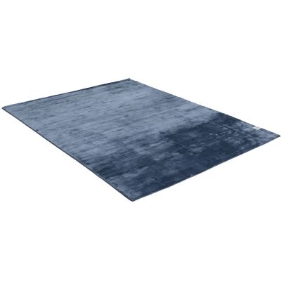 Velvet tencel twilight blue - handvävd matta med lugg