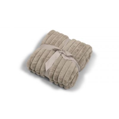 Stripy taupe - pläd i konstmaterial