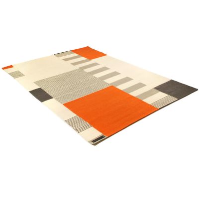 Graphic orange - handvävd ullmatta
