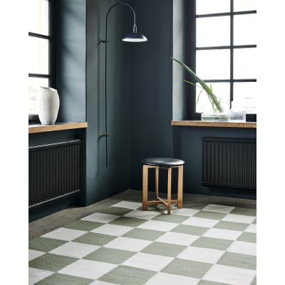 Square vit/grön - handvävd ullmatta