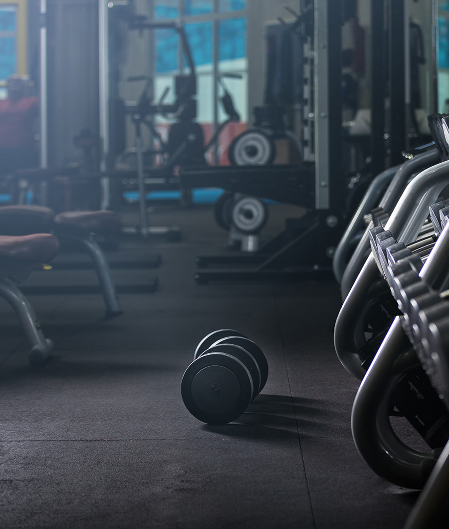 Svart matta på gym